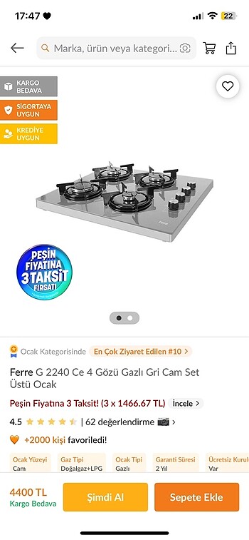 Kumtel Set üstü ocak