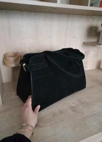 Beden Siyah Süet Klasik Kadın Çantası