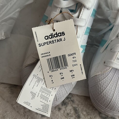 38,5 Beden beyaz Renk Adidas Superstar
