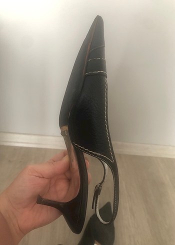 38 Beden siyah Renk Dolce & Gabbana Siyah Deri Tokalı Stiletto Kadın Ayakkabı