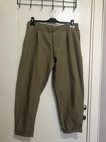 Keten Haki Yeşil Pantalon