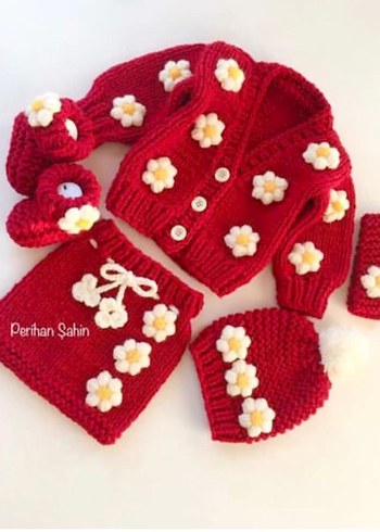 Kız Örgü crop hirka ve etek takımı sipariş üzerine yapılır - Görsel 2