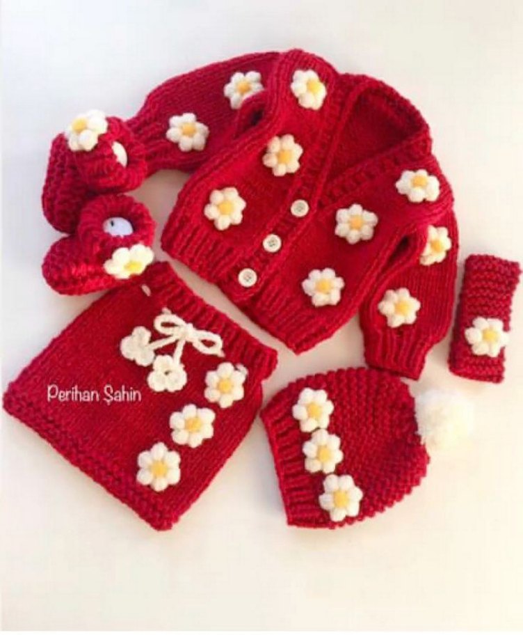 Kız Örgü crop hirka ve etek takımı sipariş üzerine yapılır - Görsel 2