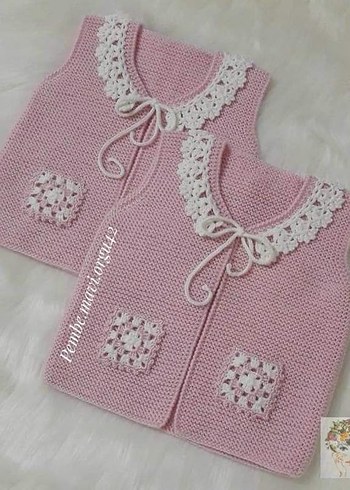 Kız Çocuk örgü Yelek istenilen renk ve Modelde sipariş Alınır - Görsel 5