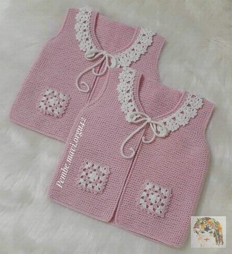 Kız Çocuk örgü Yelek istenilen renk ve Modelde sipariş Alınır - Görsel 5