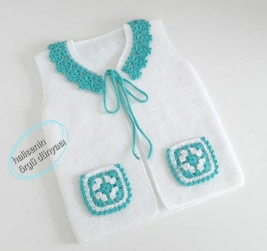 Kız Çocuk örgü Yelek istenilen renk ve Modelde sipariş Alınır - Görsel 3