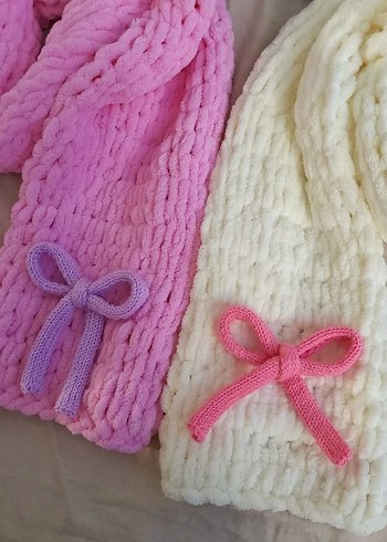 Beyaz Örgü Atkı İstenilen renk ve Modelde 
Sipariş Alınır - Görsel 2