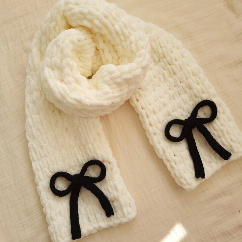 Beyaz Örgü Atkı İstenilen renk ve Modelde 
Sipariş Alınır - Görsel 3