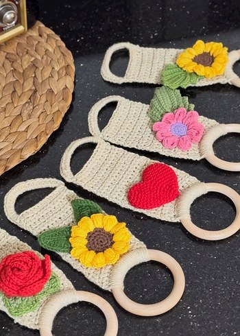 Bohem tig isi çiçekli havlu askısı mutfak ve banyo için - Görsel 3