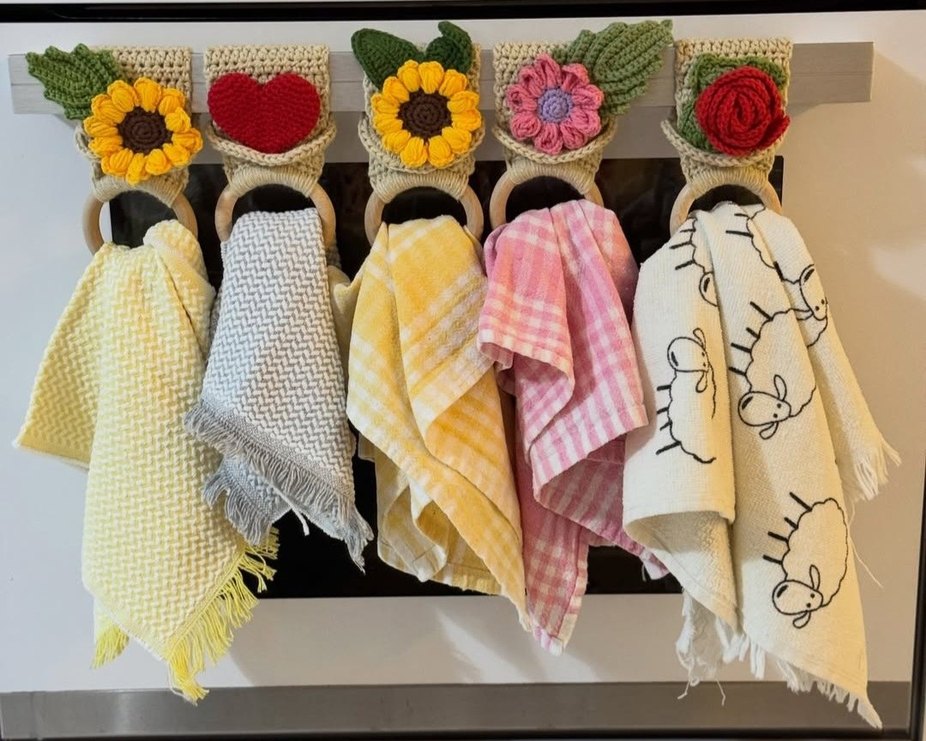 Bohem tig isi çiçekli havlu askısı mutfak ve banyo için - Görsel 2