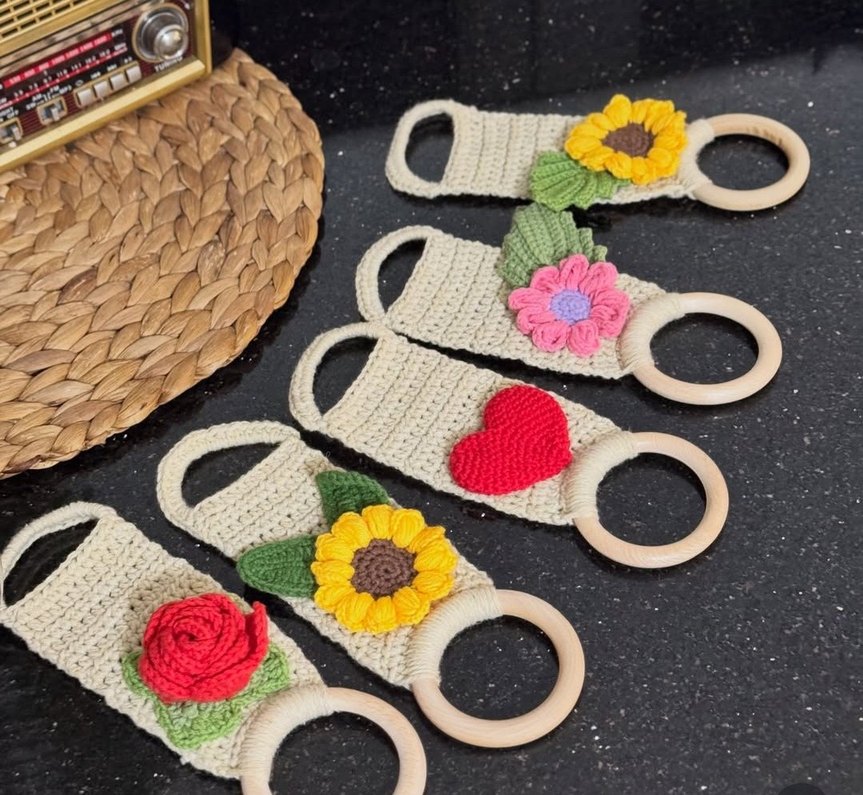 Bohem tig isi çiçekli havlu askısı mutfak ve banyo için - Görsel 3