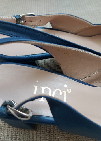 Mavi Süet Tokalı Kadın Topuklu Ayakkabı - Görsel 4