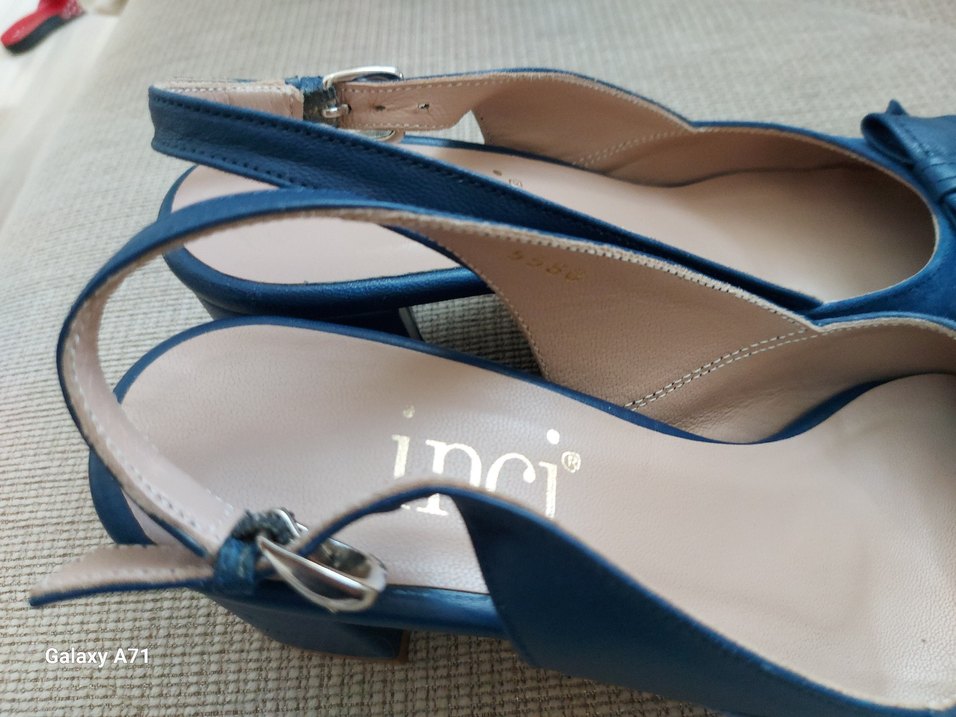 Mavi Süet Tokalı Kadın Topuklu Ayakkabı - Görsel 4