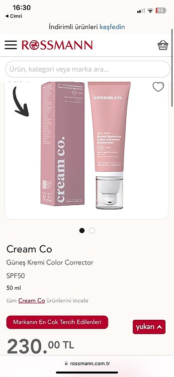 Cream co. Color corrector güneş kremi