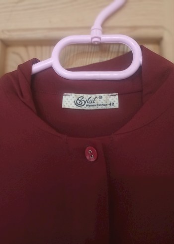 Bordo Düğmeli Uzun Kollu Kadın Tunik - Görsel 3