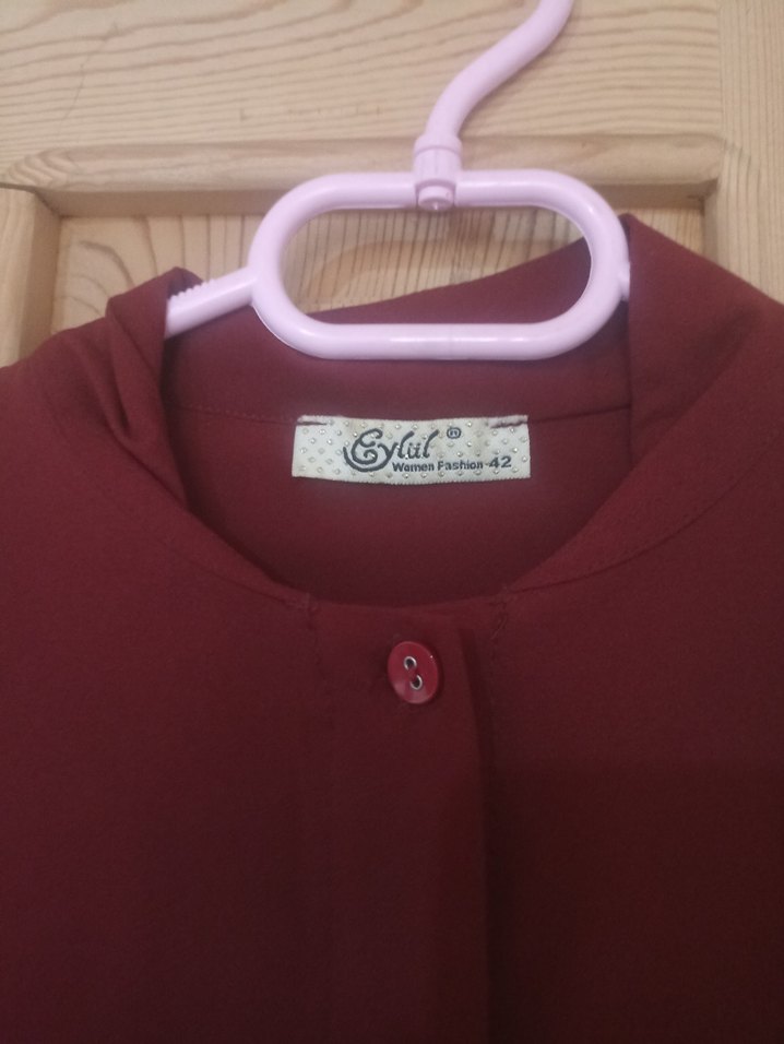 Bordo Düğmeli Uzun Kollu Kadın Tunik - Görsel 4