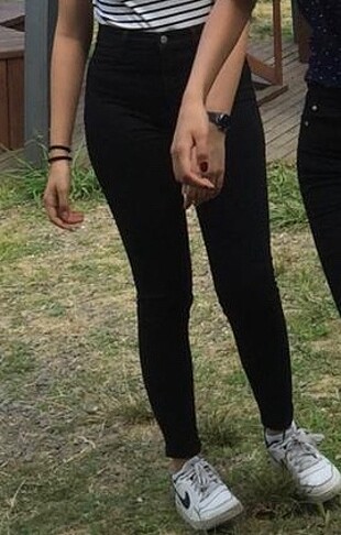 Pull&Bear Siyah Yuksek Bel Siyah Kot Jean