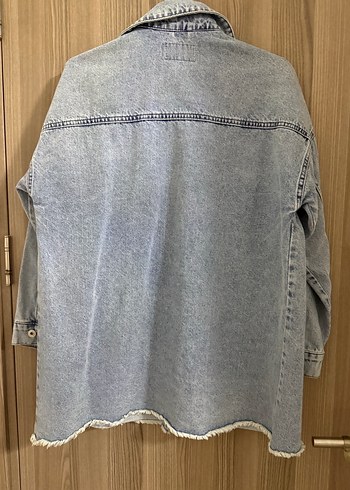 Boncuk Detaylı Mavi Kadın Denim Ceket - Görsel 4