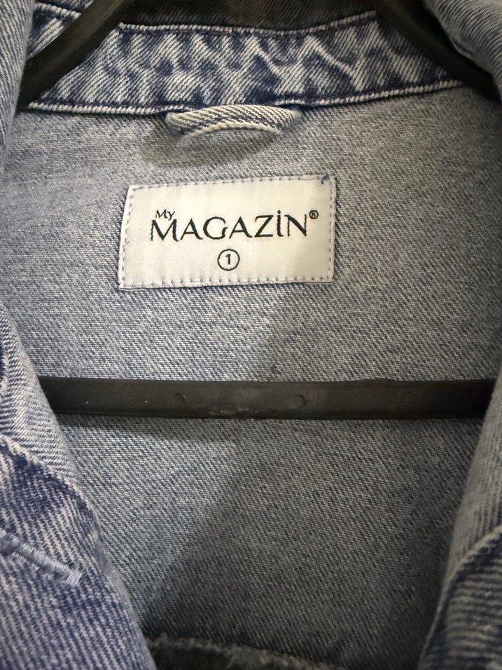 Boncuk Detaylı Mavi Kadın Denim Ceket - Görsel 3