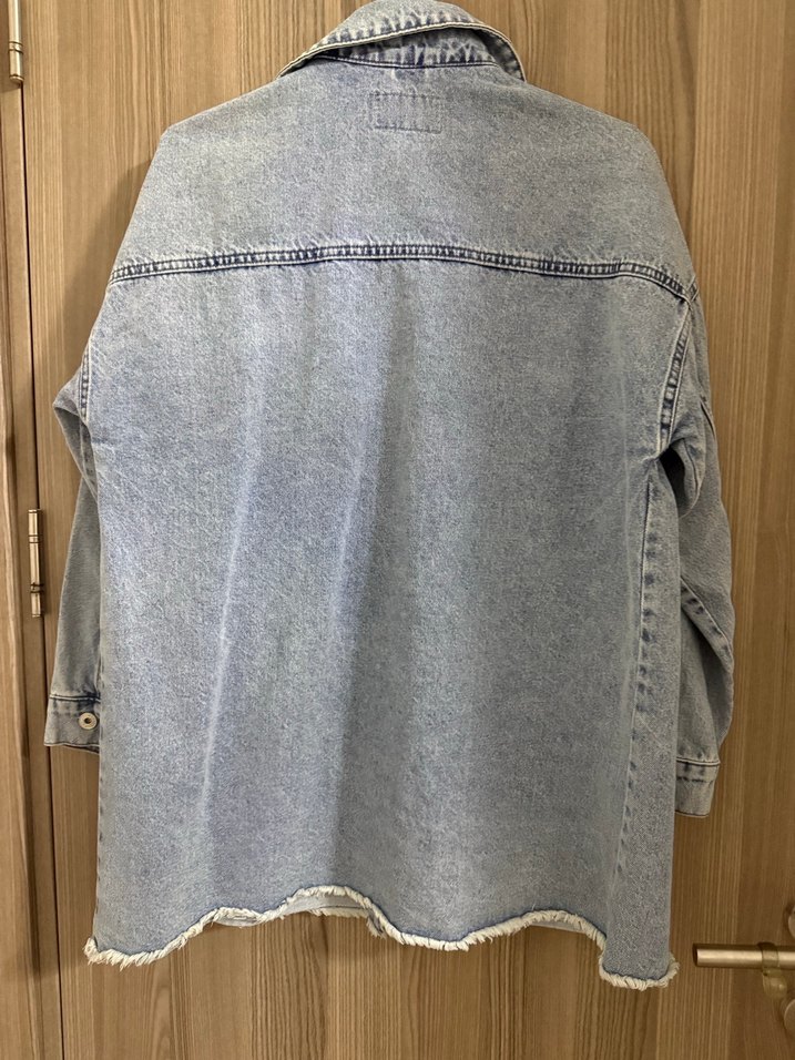 Boncuk Detaylı Mavi Kadın Denim Ceket - Görsel 4