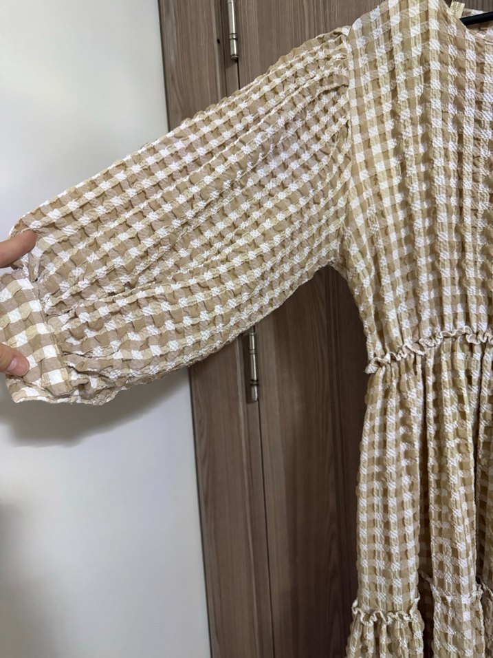 Bej Pamuklu Uzun Bohem Elbise - Görsel 3