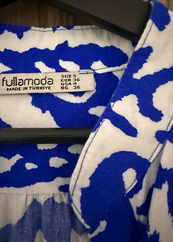 Mavi Bohem V Yaka Uzun Kollu Elbise - Görsel 3