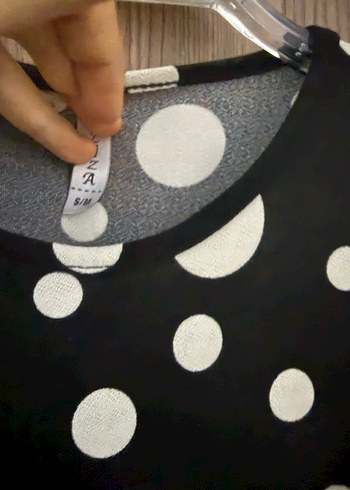 Puantiye Desenli Uzun Kollu Siyah Elbise - Görsel 3