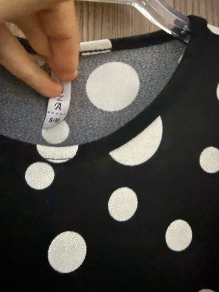 Puantiye Desenli Uzun Kollu Siyah Elbise - Görsel 3