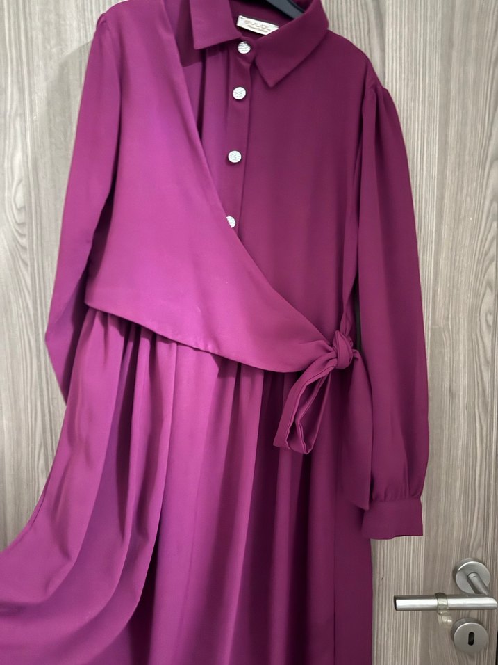 Mor Uzun Salaş Kadın Elbise - Görsel 2