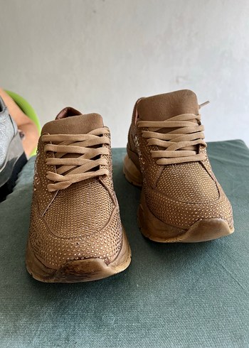 38 Beden camel Renk Bej Dolgu Topuklu Spor Ayakkabı