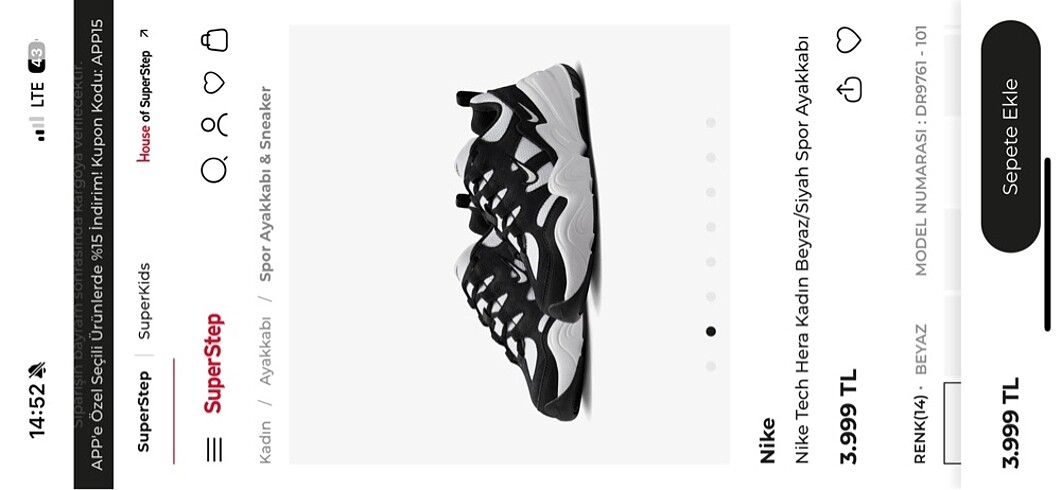 38 Beden Nike orijinal spor ayakkabı