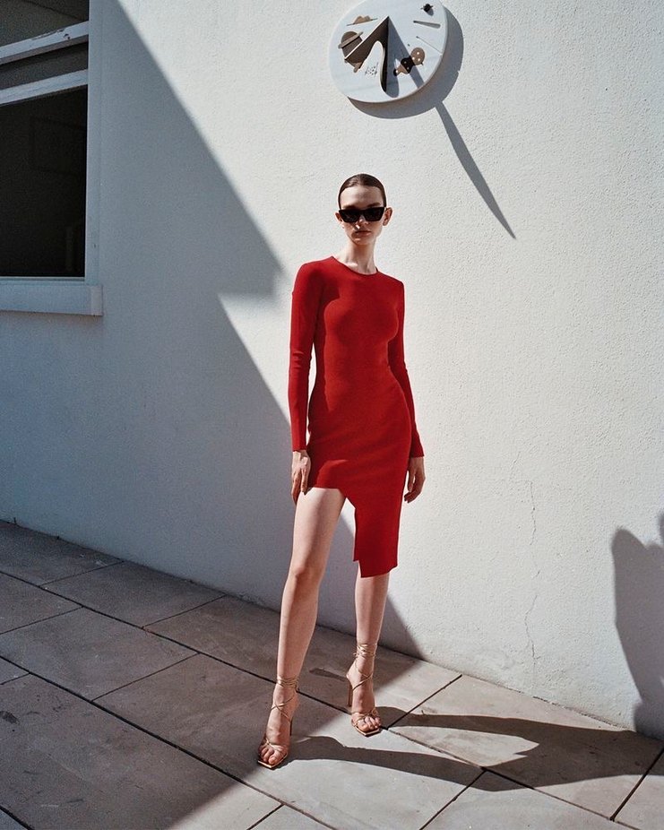 Asimetrik triko elbise - Görsel 5