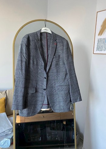 Gri Ekose Desenli Erkek Ceket - Görsel 4