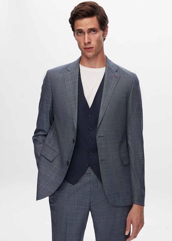 Gri Ekose Desenli Erkek Ceket - Görsel 2