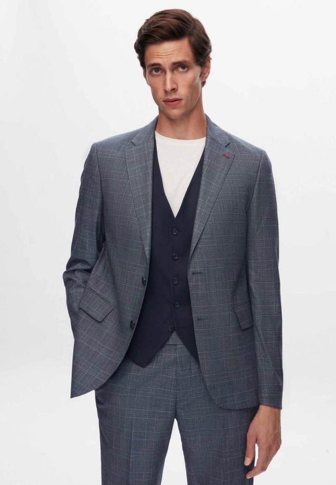 Gri Ekose Desenli Erkek Ceket - Görsel 2