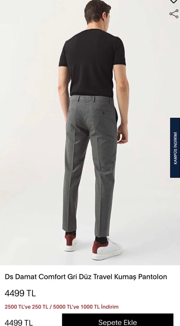 DS Damat Gri Regular Fit Erkek Pantolon - Görsel 3