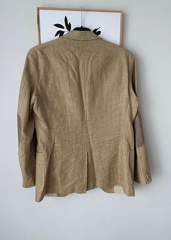 Bej Keten Regular Fit Erkek Ceket - Görsel 6