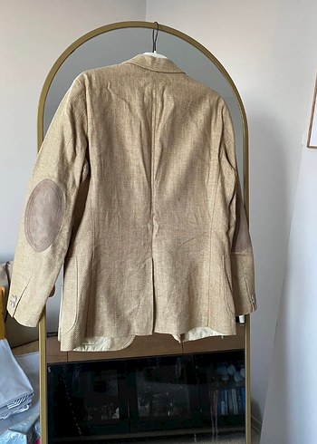 Bej Keten Regular Fit Erkek Ceket - Görsel 4