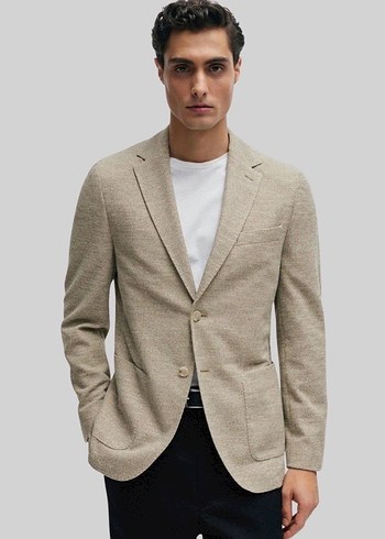 Bej Keten Regular Fit Erkek Ceket - Görsel 7