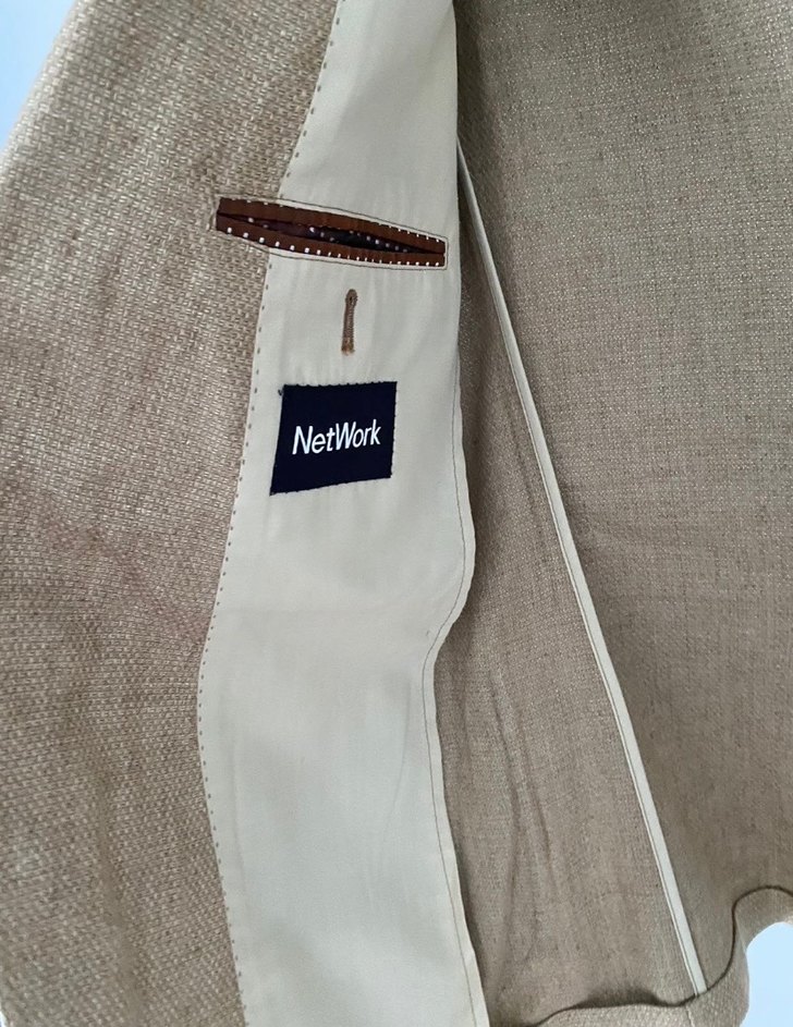 Bej Keten Regular Fit Erkek Ceket - Görsel 3