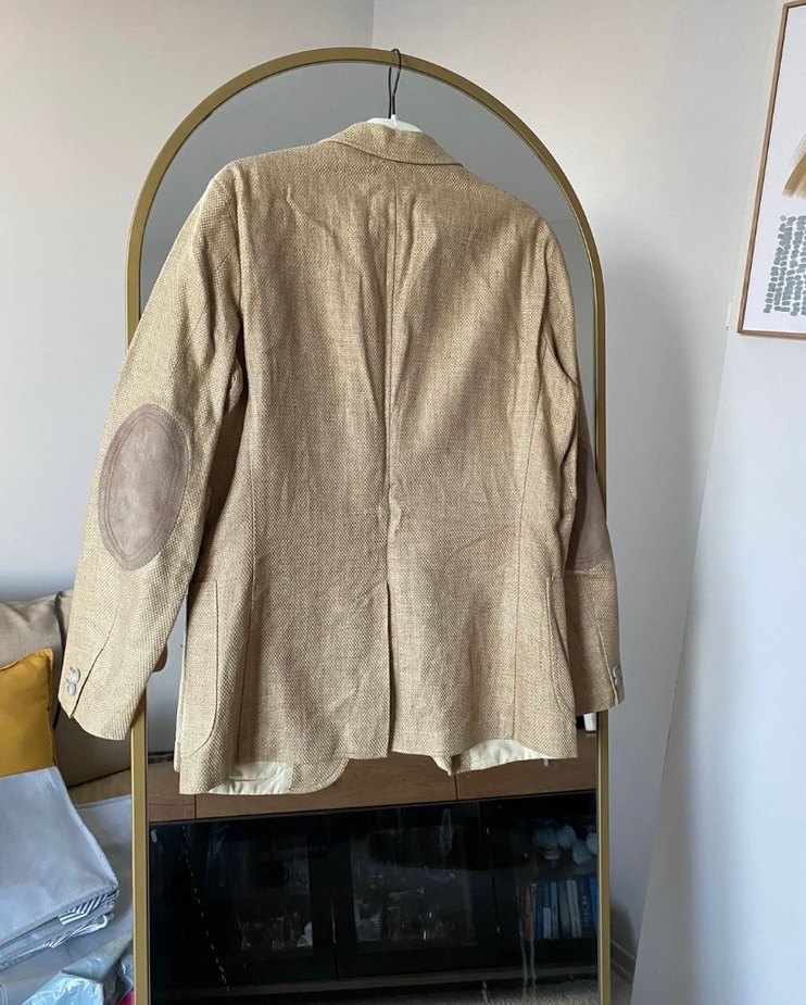 Bej Keten Regular Fit Erkek Ceket - Görsel 4