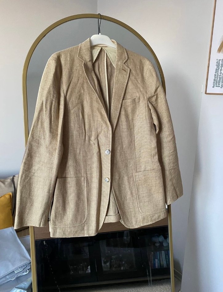 Bej Keten Regular Fit Erkek Ceket - Görsel 2