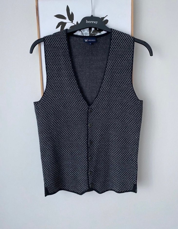 W collection Düğmeli Gri Erkek Yelek - Görsel 5