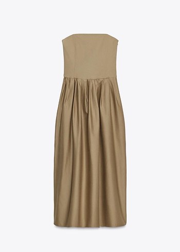 Zara pamuk straplez elbise - Görsel 7