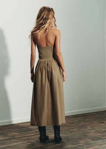 Zara pamuk straplez elbise - Görsel 6