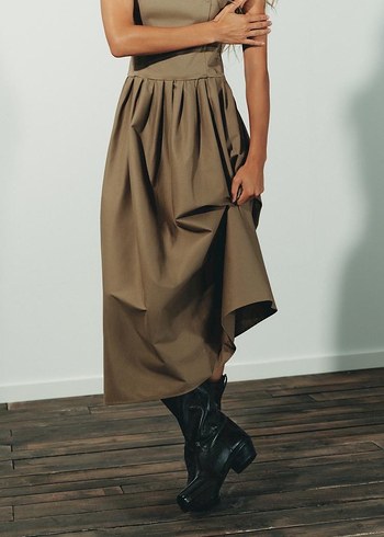 Zara pamuk straplez elbise - Görsel 4