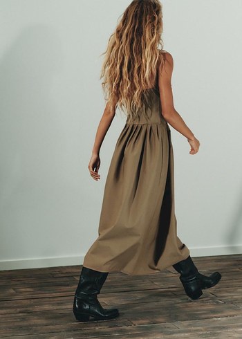 Zara pamuk straplez elbise - Görsel 3