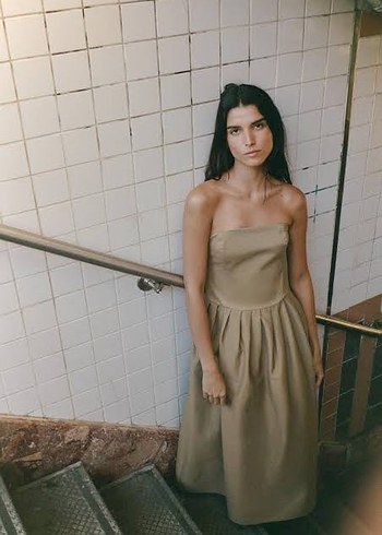 Zara pamuk straplez elbise - Görsel 10