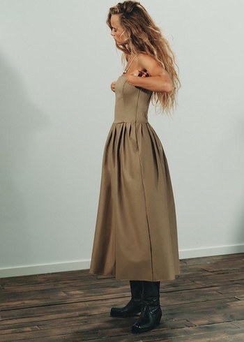 Zara pamuk straplez elbise - Görsel 5