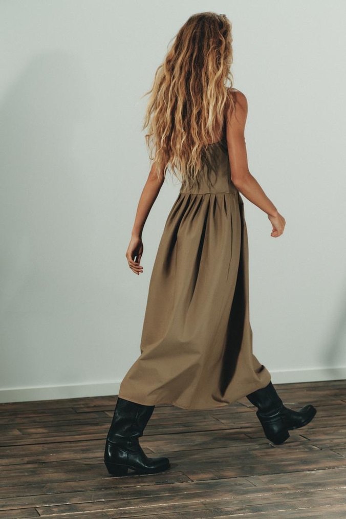 Zara pamuk straplez elbise - Görsel 3